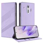 For Fujitsu Arrows F-42A Embossed Multi-functional Wallet Retro Leather Phone Case(Light Purple) - 1