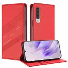 For Fujitsu Arrows NX9 / F-52A Embossed Multi-functional Wallet Retro Leather Phone Case(Red) - 1