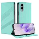 For Fujitsu Arrows We2 / F-52E Embossed Multi-functional Wallet Retro Leather Phone Case(Mint Green) - 1