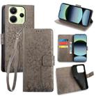 For Redmi Note 14 4G 163.25mm Tree & Deer Embossed Leather Phone Case(Grey) - 1