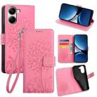 For Redmi Turbo 4 Tree & Deer Embossed Leather Phone Case(Pink) - 1