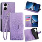 For Redmi Turbo 4 Tree & Deer Embossed Leather Phone Case(Purple) - 1