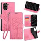 For Redmi A5 4G 171.7mm Tree & Deer Embossed Leather Phone Case(Pink) - 1