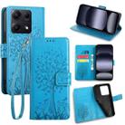 For Redmi Note 14S 4G Tree & Deer Embossed Leather Phone Case(Blue) - 1