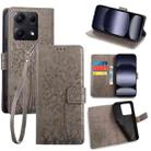 For Redmi Note 14S 4G Tree & Deer Embossed Leather Phone Case(Grey) - 1