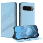 For Google Pixel 10 Pro XL Embossed Multi-functional Wallet Retro Leather Phone Case(Light Blue) - 1
