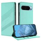 For Google Pixel 9 Embossed Multi-functional Wallet Retro Leather Phone Case(Mint Green) - 1