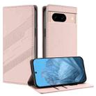 For Google Pixel 8a Embossed Multi-functional Wallet Retro Leather Phone Case(Pink) - 1