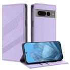 For Google Pixel 7 Pro Embossed Multi-functional Wallet Retro Leather Phone Case(Light Purple) - 1