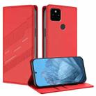 For Google Pixel 5a 5G Embossed Multi-functional Wallet Retro Leather Phone Case(Red) - 1