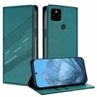 For Google Pixel 5a 5G Embossed Multi-functional Wallet Retro Leather Phone Case(Dark Green) - 1