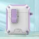 For AirPods 2 / 1 Wireless Bluetooth Earphones MagSafe Holder Protective Case(White Purple) - 1