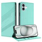 For iPhone 16 Plus Embossed Multi-functional Wallet Retro Leather Phone Case(Mint Green) - 1