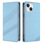 For iPhone 15 Embossed Multi-functional Wallet Retro Leather Phone Case(Light Blue) - 2