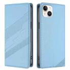 For iPhone 15 Plus Embossed Multi-functional Wallet Retro Leather Phone Case(Light Blue) - 2