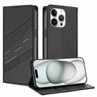 For iPhone 15 Pro Max Embossed Multi-functional Wallet Retro Leather Phone Case(Black) - 1
