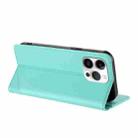 For iPhone 15 Pro Max Embossed Multi-functional Wallet Retro Leather Phone Case(Mint Green) - 3