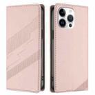 For iPhone 15 Pro Max Embossed Multi-functional Wallet Retro Leather Phone Case(Pink) - 2