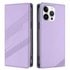 For iPhone 15 Pro Max Embossed Multi-functional Wallet Retro Leather Phone Case(Light Purple) - 2