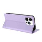 For iPhone 15 Pro Max Embossed Multi-functional Wallet Retro Leather Phone Case(Light Purple) - 3