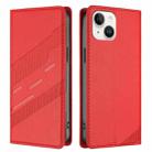 For iPhone 14 / 13 Embossed Multi-functional Wallet Retro Leather Phone Case(Red) - 2