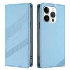 For iPhone 14 Pro Embossed Multi-functional Wallet Retro Leather Phone Case(Light Blue) - 2
