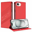 For iPhone 16e Embossed Multi-functional Wallet Retro Leather Phone Case(Red) - 1