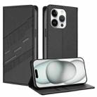 For iPhone 13 Pro Embossed Multi-functional Wallet Retro Leather Phone Case(Black) - 1