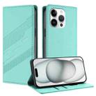 For iPhone 13 Pro Embossed Multi-functional Wallet Retro Leather Phone Case(Mint Green) - 1