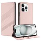 For iPhone 13 Pro Embossed Multi-functional Wallet Retro Leather Phone Case(Pink) - 1