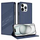 For iPhone 13 Pro Embossed Multi-functional Wallet Retro Leather Phone Case(Dark Blue) - 1
