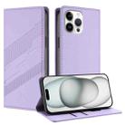 For iPhone 13 Pro Max Embossed Multi-functional Wallet Retro Leather Phone Case(Light Purple) - 1