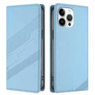 For iPhone 13 Pro Max Embossed Multi-functional Wallet Retro Leather Phone Case(Light Blue) - 2