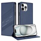 For iPhone 13 Pro Max Embossed Multi-functional Wallet Retro Leather Phone Case(Dark Blue) - 1