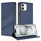 For iPhone 12 mini Embossed Multi-functional Wallet Retro Leather Phone Case(Dark Blue) - 1