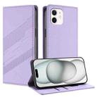 For iPhone 12 / 12 Pro Embossed Multi-functional Wallet Retro Leather Phone Case(Light Purple) - 1