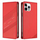 For iPhone 12 Pro Max Embossed Multi-functional Wallet Retro Leather Phone Case(Red) - 2