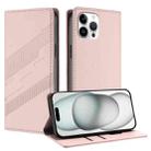 For iPhone 12 Pro Max Embossed Multi-functional Wallet Retro Leather Phone Case(Pink) - 1