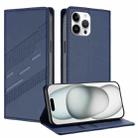For iPhone 12 Pro Max Embossed Multi-functional Wallet Retro Leather Phone Case(Dark Blue) - 1