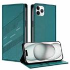 For iPhone 11 Pro Max Embossed Multi-functional Wallet Retro Leather Phone Case(Dark Green) - 1