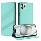 For iPhone 11 Pro Max Embossed Multi-functional Wallet Retro Leather Phone Case(Mint Green) - 1