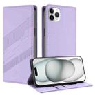 For iPhone 11 Pro Max Embossed Multi-functional Wallet Retro Leather Phone Case(Light Purple) - 1
