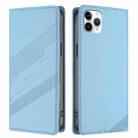 For iPhone 11 Pro Max Embossed Multi-functional Wallet Retro Leather Phone Case(Light Blue) - 2