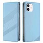 For iPhone 11 Embossed Multi-functional Wallet Retro Leather Phone Case(Light Blue) - 2