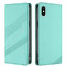 For iPhone XS / X Embossed Multi-functional Wallet Retro Leather Phone Case(Mint Green) - 2