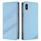 For iPhone XS / X Embossed Multi-functional Wallet Retro Leather Phone Case(Light Blue) - 2