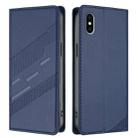 For iPhone XS / X Embossed Multi-functional Wallet Retro Leather Phone Case(Dark Blue) - 2