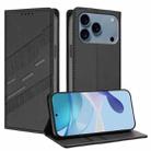 For iPhone 17 Pro Embossed Multi-functional Wallet Retro Leather Phone Case(Black) - 1