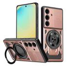 For Samsung Galaxy S24 FE 5G Armor Rotating Holder MagSafe Phone Case(Rose Gold) - 1