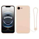 For iPhone 16e Silicone Phone Case with Wrist Strap(Light Pink) - 1